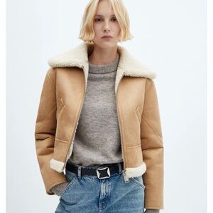 Mango Tan Shearling Jacket
